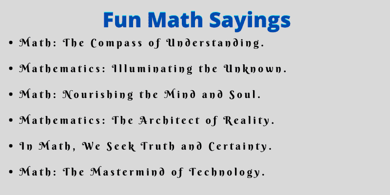 Fun Math Sayings