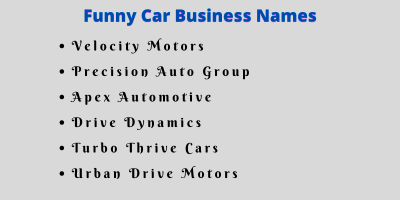 Car Business Names