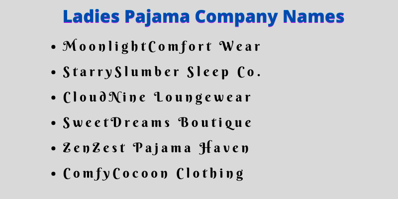 Pajama Company Names