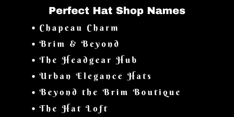 Hat Shop Names