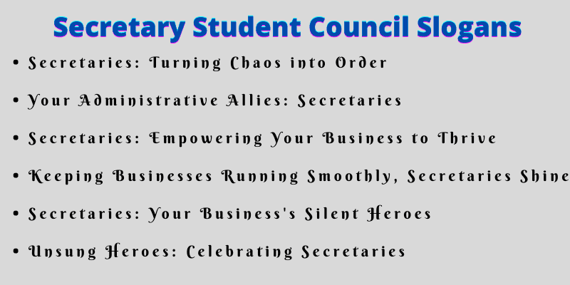 Secretary Student Council Slogans