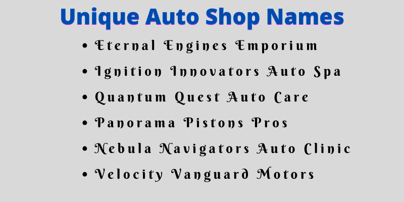 Auto Shop Names