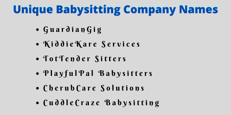 Babysitting Company Names