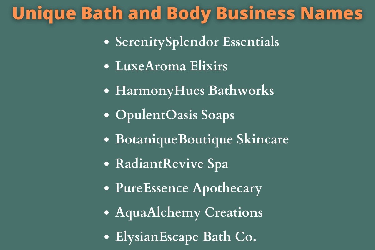 Bath and Body Business Names