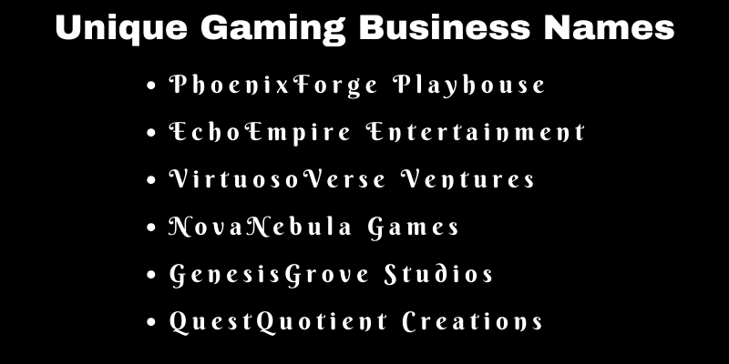 Gaming Business Names