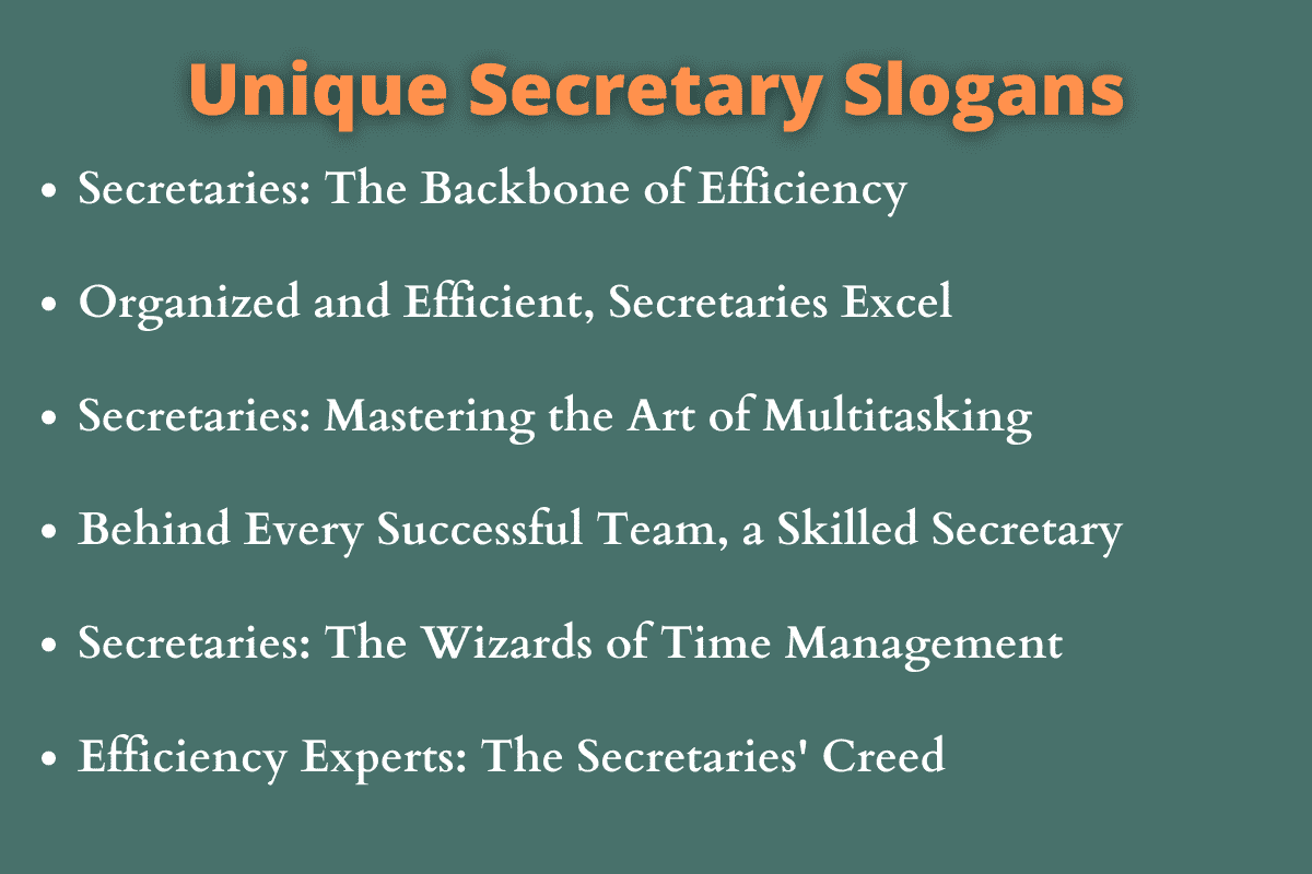 Unique Secretary Slogans