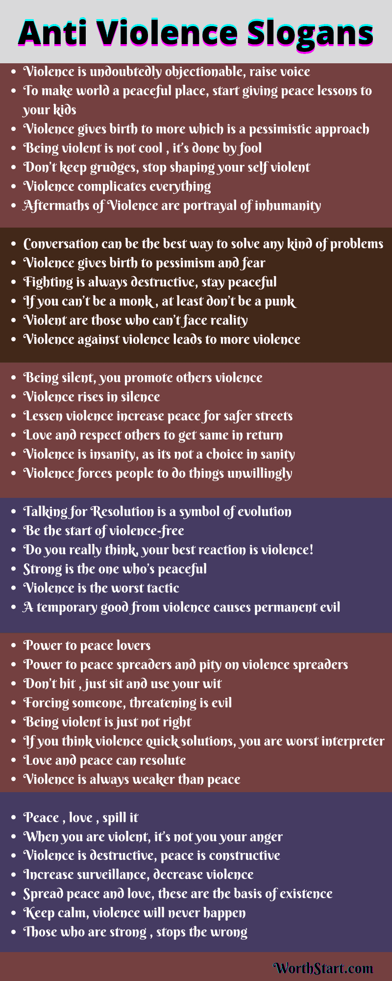 Anti Violence Slogans