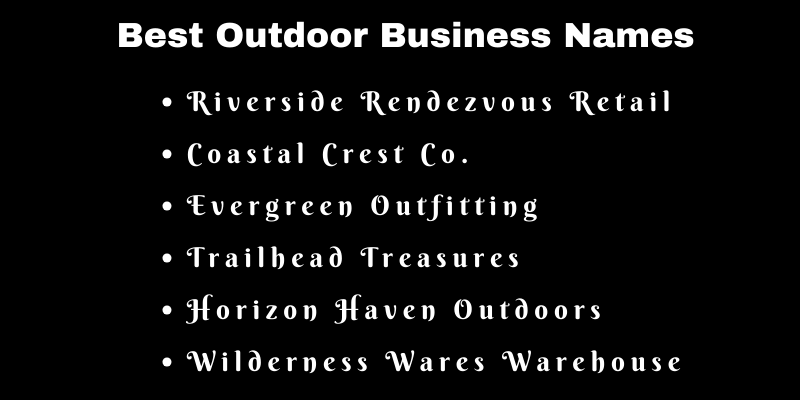 Outdoor Business Names