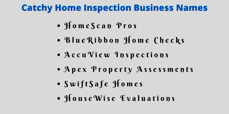 Home Inspection Business Names