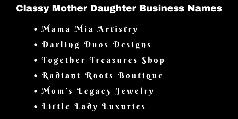 Mother Daughter Business Names