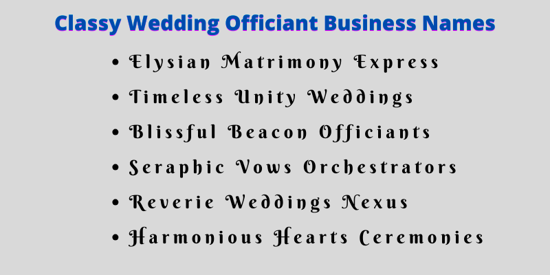 Wedding Officiant Business Names