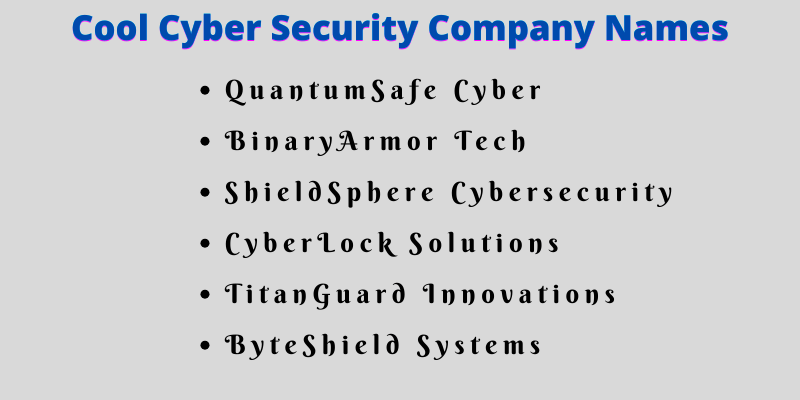 Cyber Security Company Names