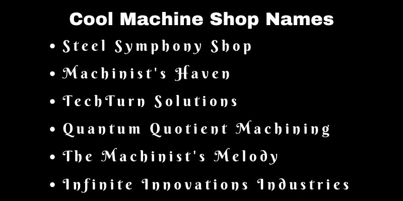 Machine Shop Names