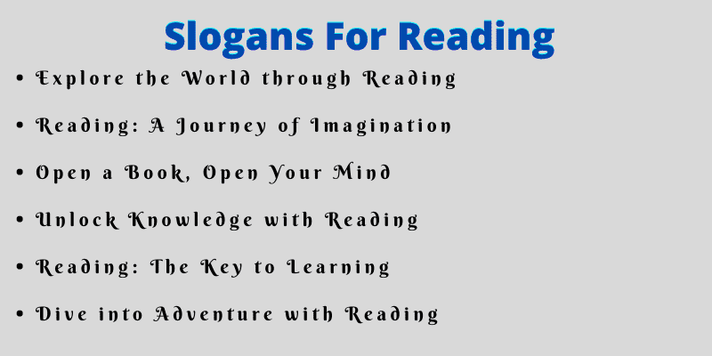 Slogans For Reading