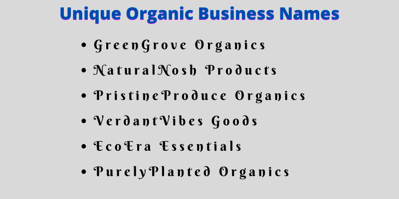 Organic Business Names