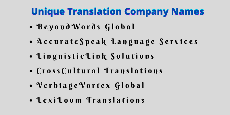 Translation Company Names