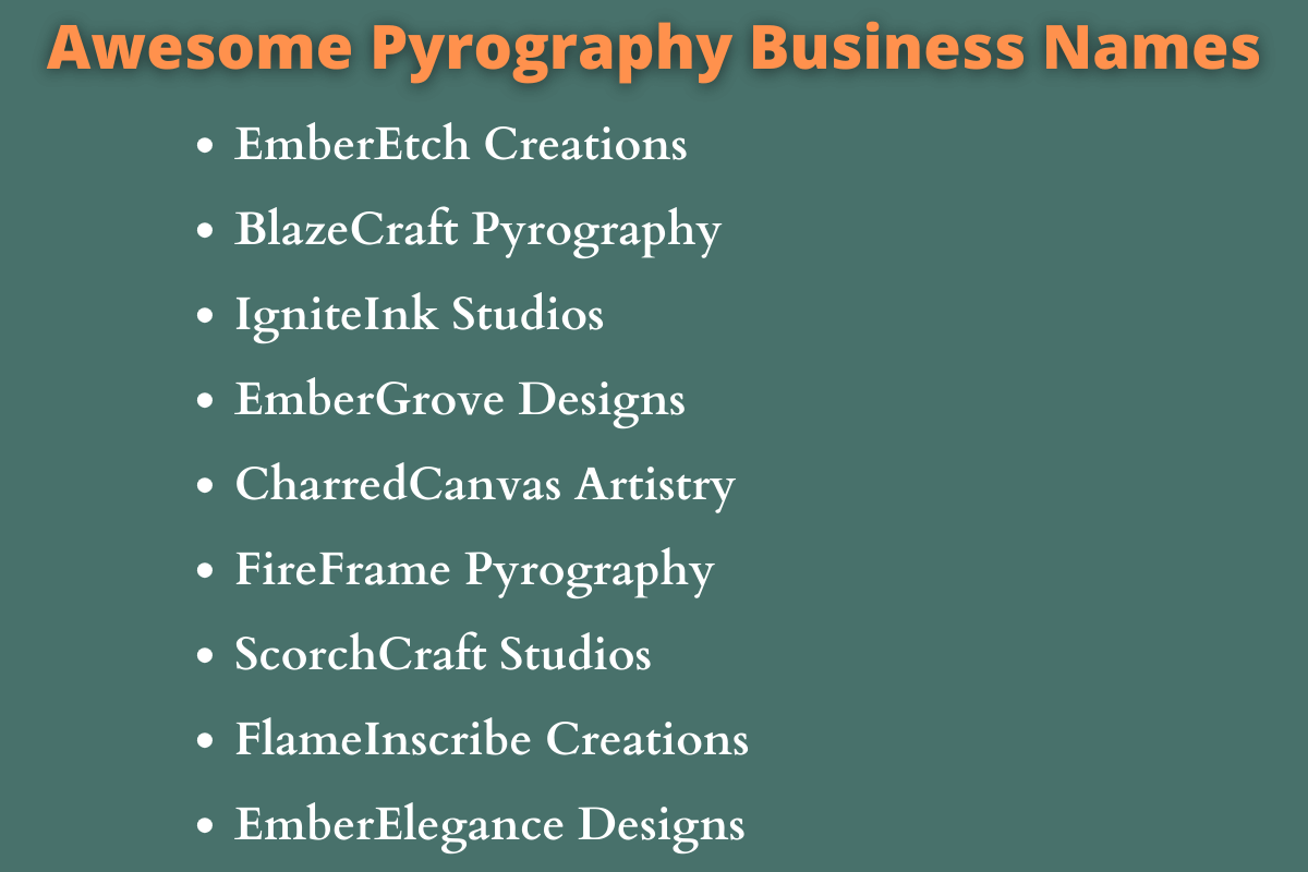 Pyrography Business Names