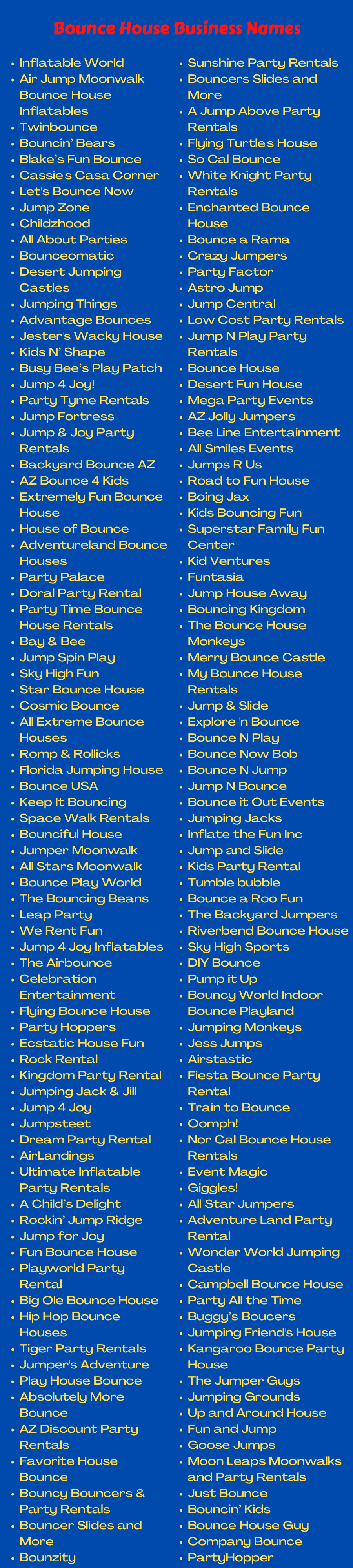 Bounce House Business Names