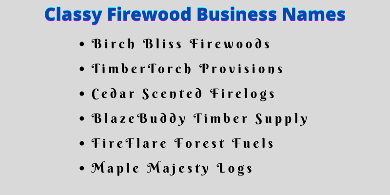 Firewood Business Names