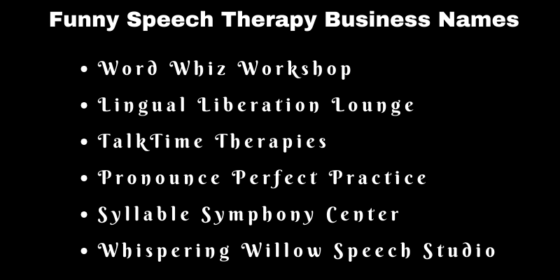Speech Therapy Business Names
