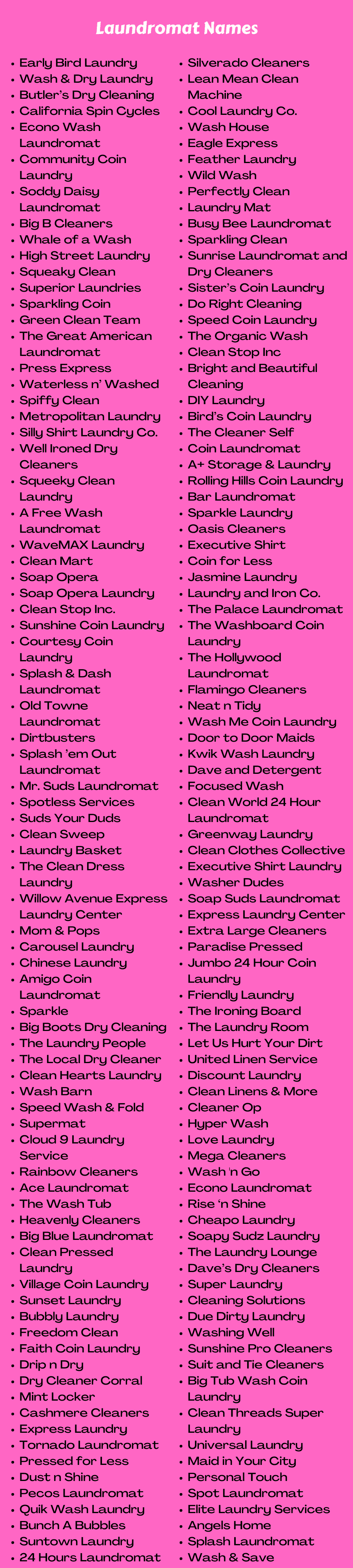Laundromat Names