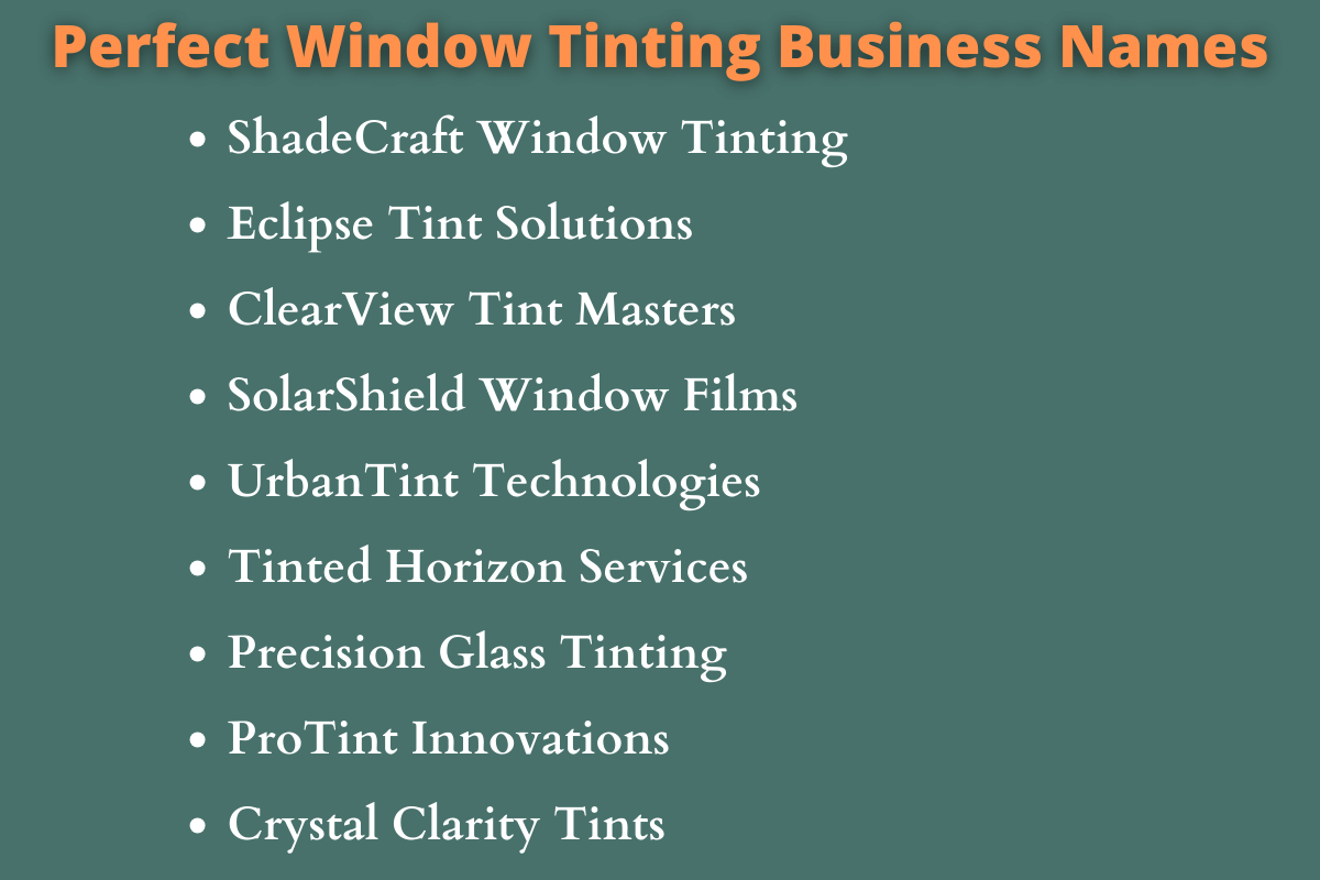 Window Tinting Business Names