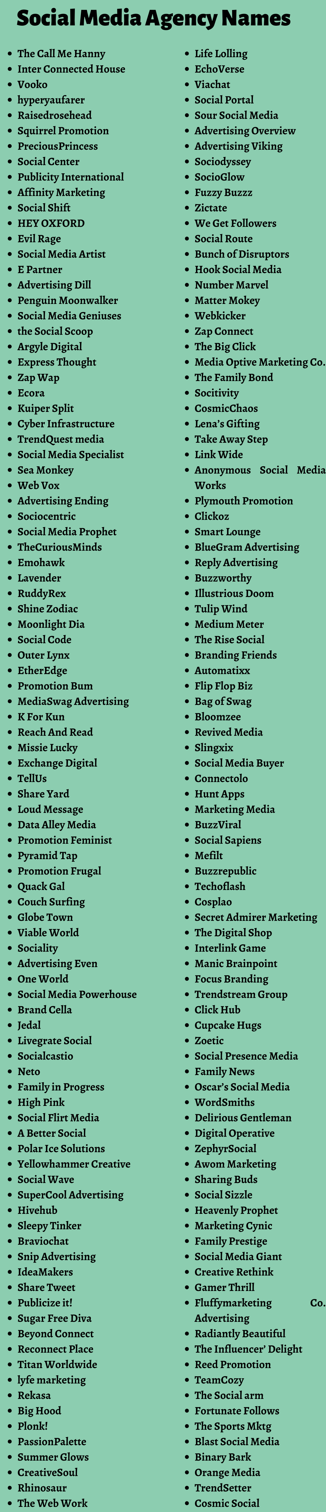 Social Media Agency Names
