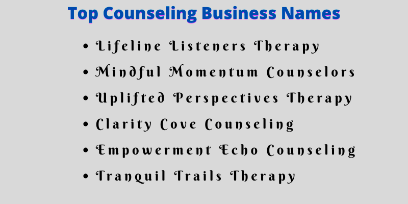 Counseling Business Names