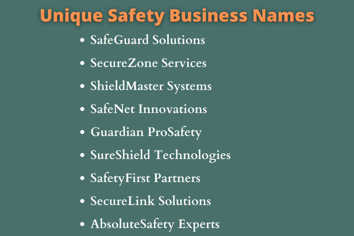 Safety Business Names