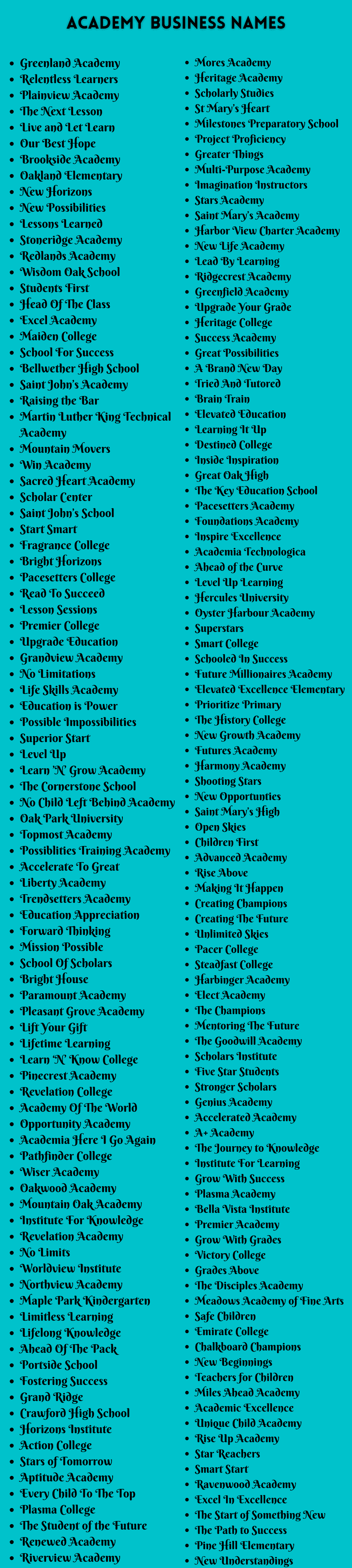 Academy Business Names