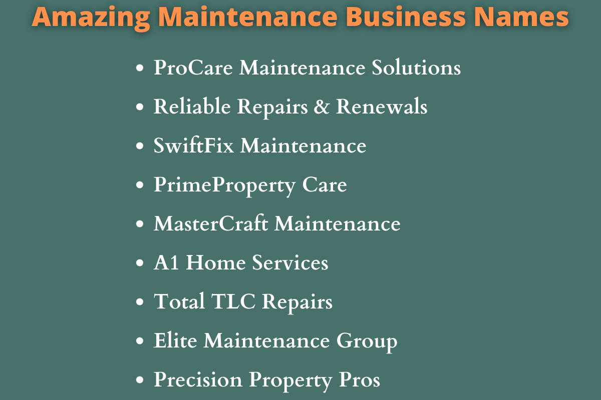 Maintenance Business Names