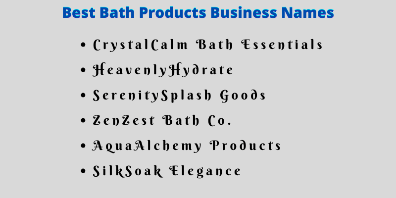 Bath Products Business Names