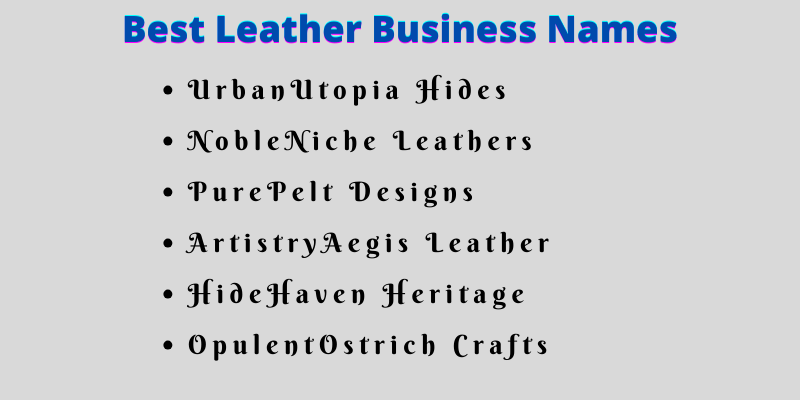 Leather Business Names