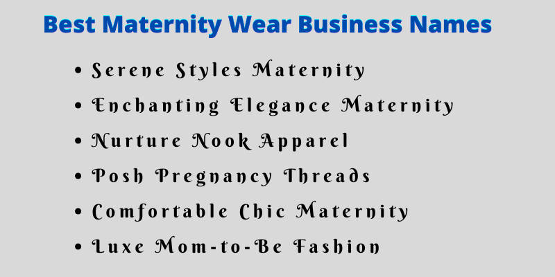 Maternity Wear Business Names