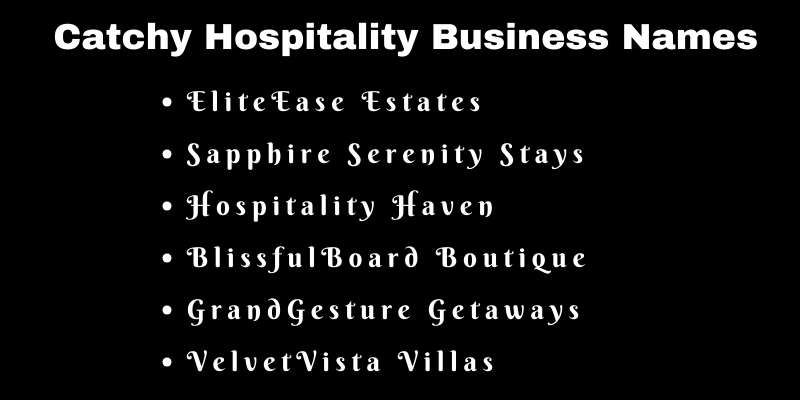 Hospitality Business Names