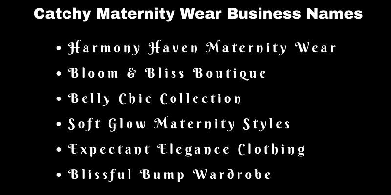 Maternity Wear Business Names