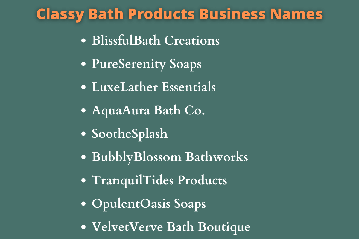 Bath Products Business Names