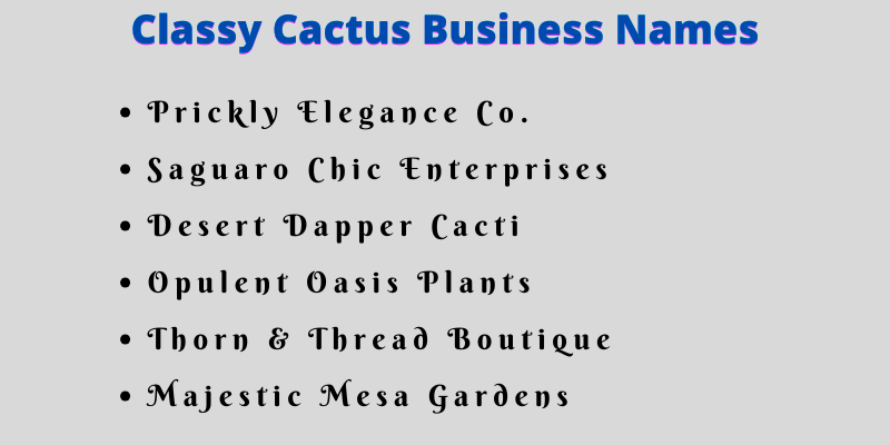 Cactus Business Names