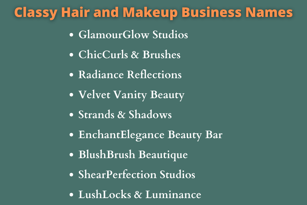 Hair and Makeup Business Names