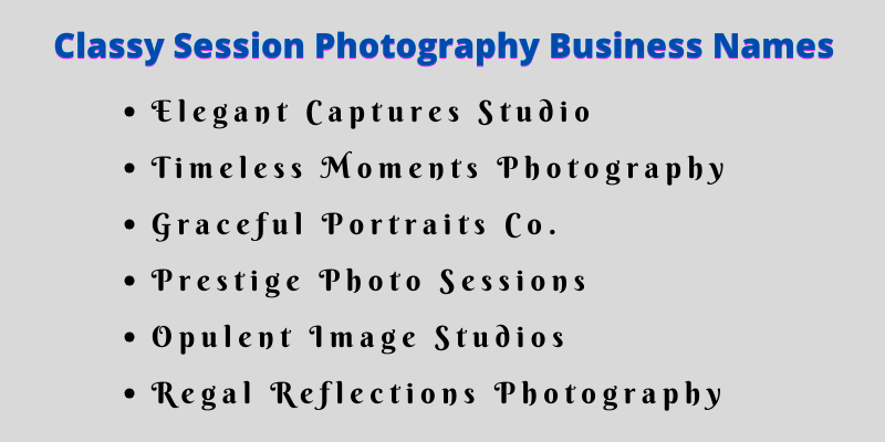 Session Photography Business Names