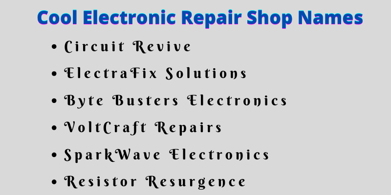 Electronic Repair Shop Names