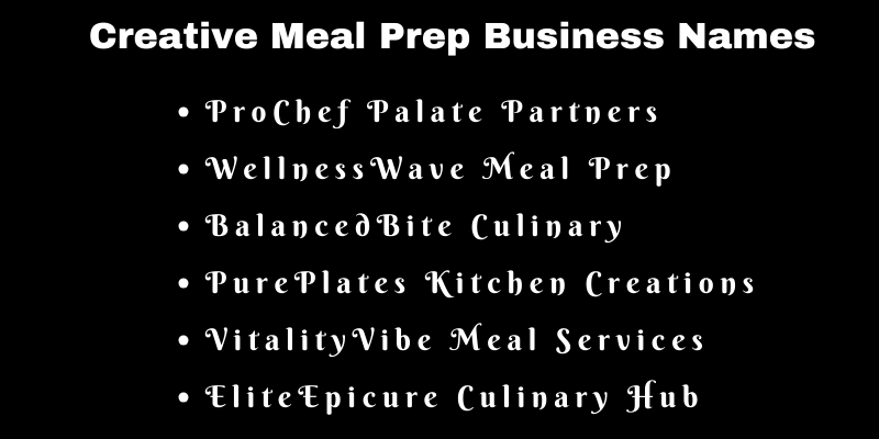 Meal Prep Business Names