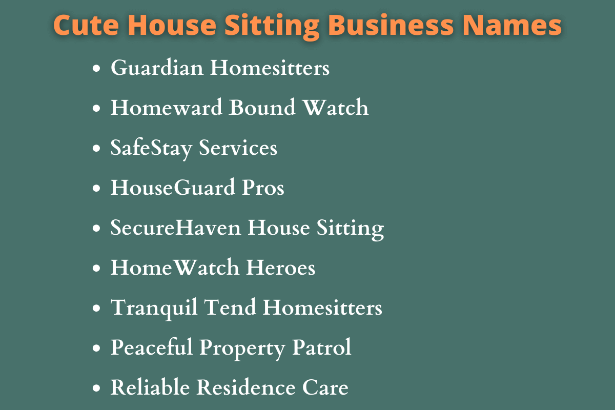 House Sitting Business Names