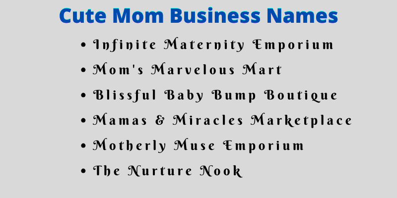 Mom Business Names