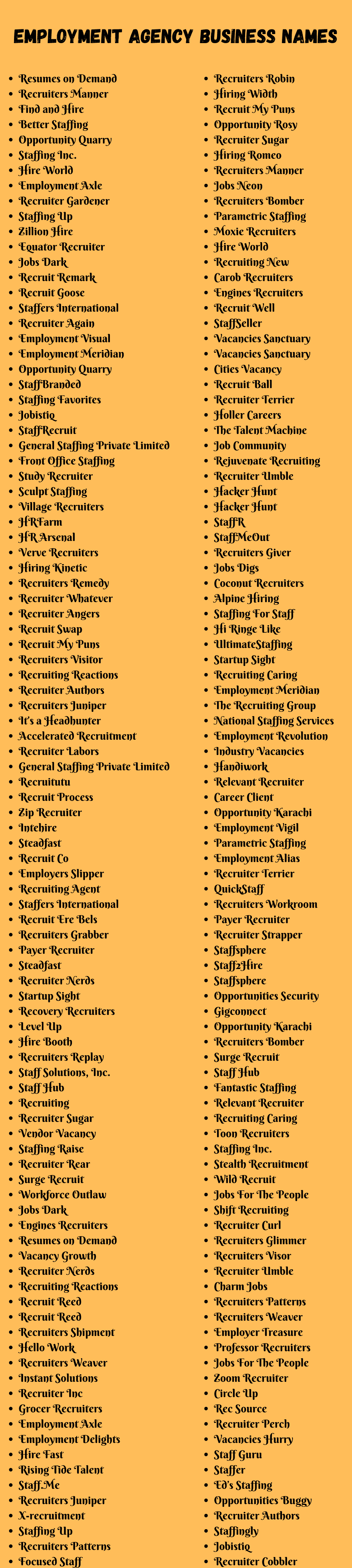 Employment Agency Business Names