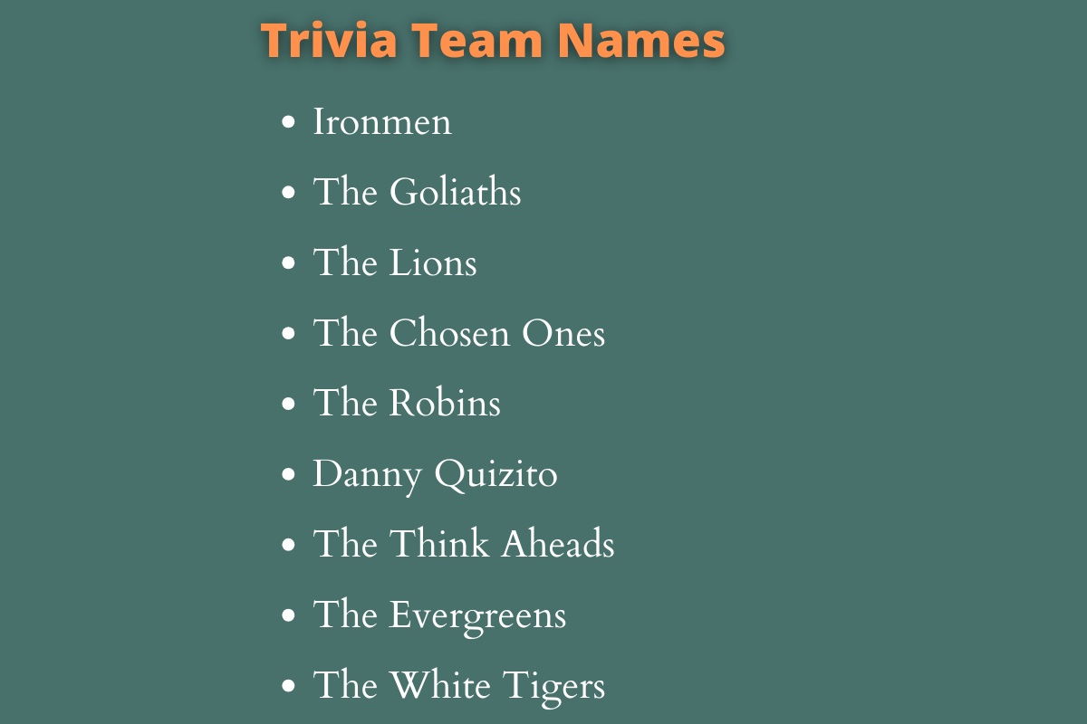Trivia Team Names

