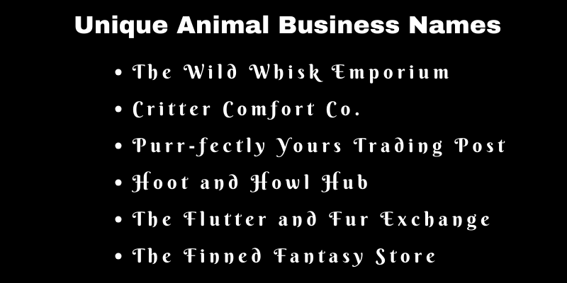 Animal Business Names