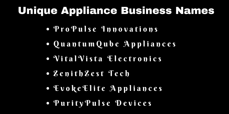 Appliance Business Names
