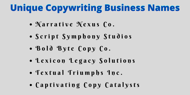 Copywriting Business Names