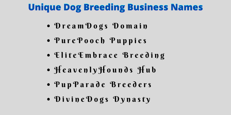 Dog Breeding Business Names
